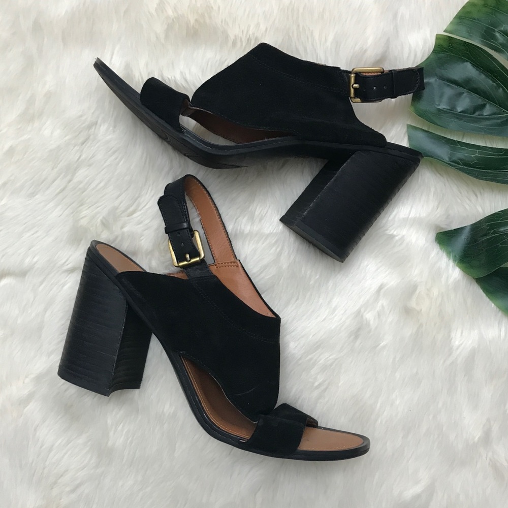 Franco Sarto open toe sling back chunky heel shoes